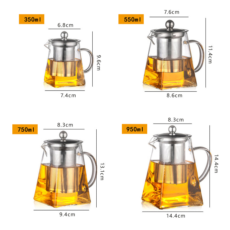 Square Glass Teapot - Three Sizes